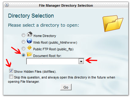 select show hidden files-cpanel file manager